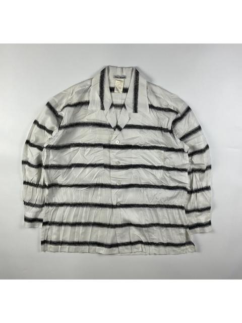 Other Designers Vintage Issey Miyake Striped Wrinkled Silk Shirt