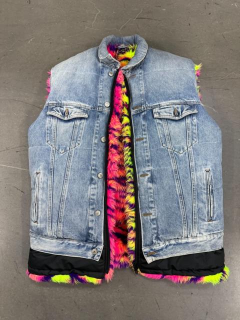 BALENCIAGA Balenciaga Colorful Fur Denim Vest