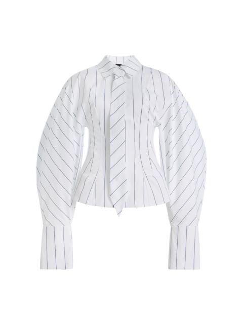 A.W.A.K.E. MODE Tie-Detailed Cotton Poplin Shirt stripe