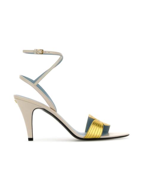 Valentino Ivory Leather Foliefoliage Sandals