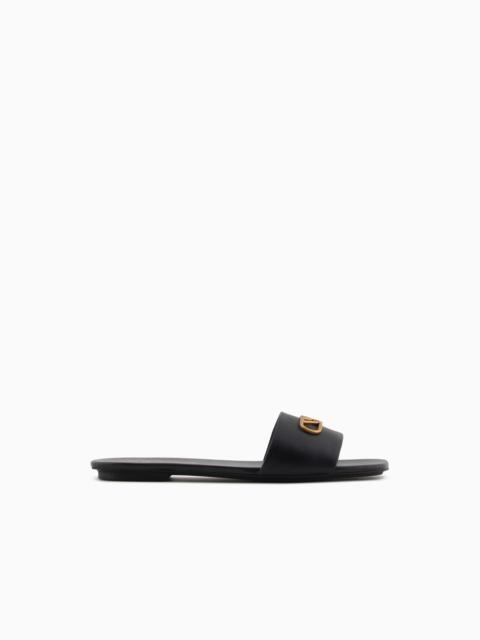 EMPORIO ARMANI NAPPA-LEATHER SANDALS WITH EAGLE PLATE