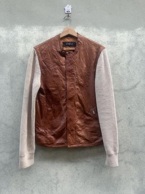GUCCI Gucci Authentic Leather & Knitted Leather Jacket