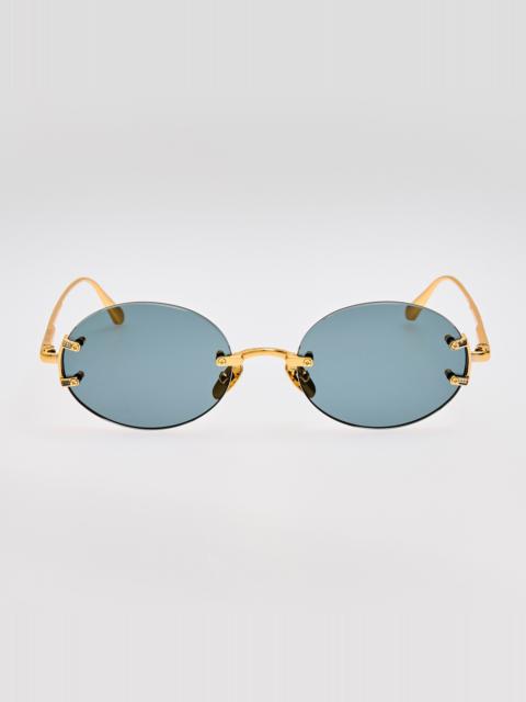 LINDA FARROW Stella Sunglesses in Grey and Gold