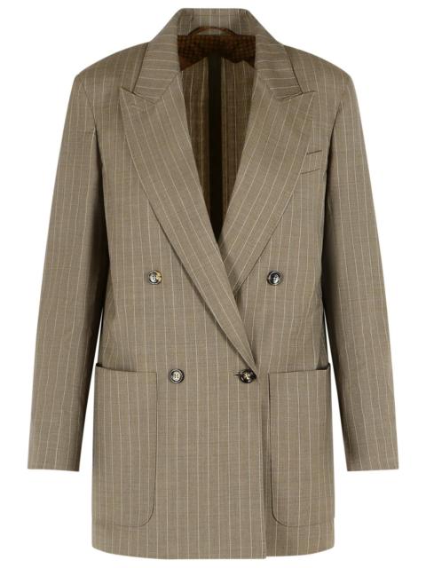 Max Mara Max Mara Oversize Blazer In Hazelnut Pinstriped Wool Tela