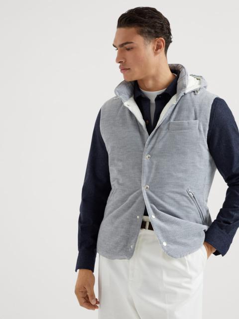 Brunello Cucinelli Cotton and cashmere mélange corduroy down vest with detachable hood