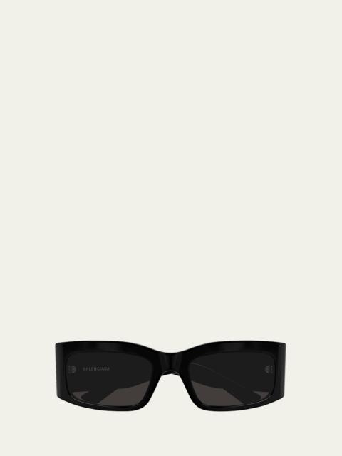 BALENCIAGA Men's Nylon and Acetate Rectangle Sunglasses