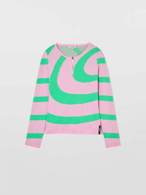 SUNNEI FITTED TOP W ZIP SPIRAL / pink & electric green