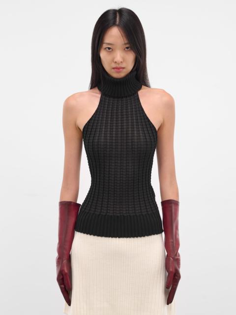 MM6 Maison Margiela Red Glazed Lambskin Mid-Length Gloves