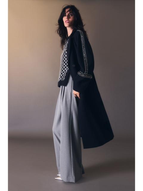 KAREN MILLEN Wool Embellished Oversize Tailored Coat