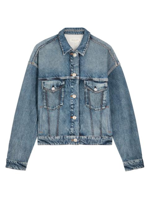 Rag & Bone Miramar Trucker Denim-print Terry Jacket