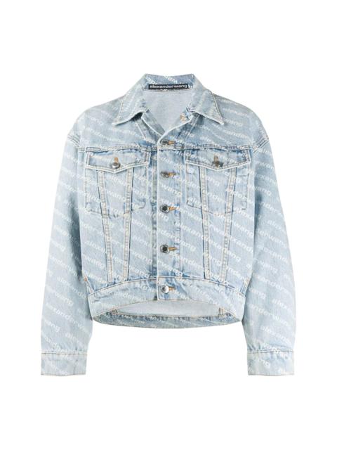 Alexander Wang Falling Back Logo Jacket In Denim
