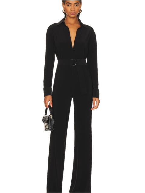 NORMA KAMALI Shirt Straight Leg Jumpsuit With Collar Stand