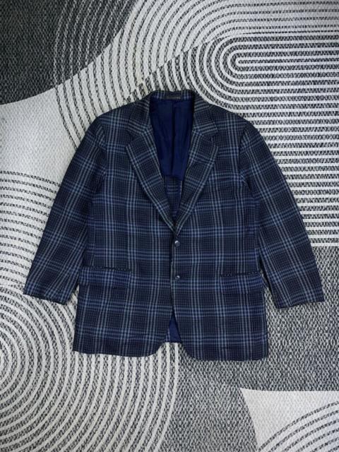 Burberry Vintage Burberrys Navy Plaid Double Button Blazer Jacket