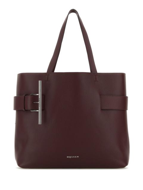 Alexander McQueen Tyrian purple leather T-Bar shopping bag