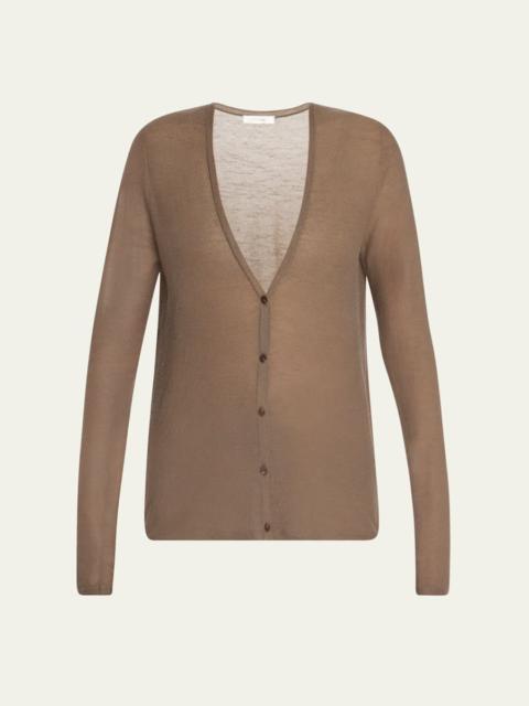 The Row Kasem V-Neck Fine Cashmere Cardigan