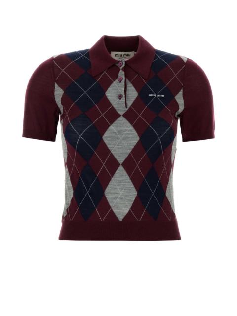 Miu Miu Miu Miu Women Burgundy Wool Polo Shirt