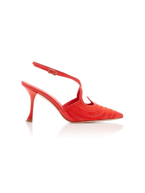 Roger Vivier I Love Vivier Optical Slingback Leather Pumps red