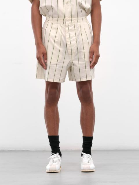 BODE Cream Striped Relaxed Shorts