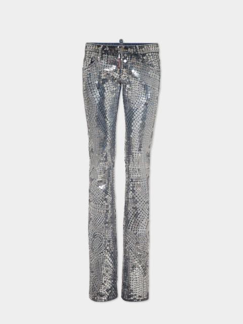 LIGHT PAILLETTES WASH SHARPEI BOOTCUT FLARED JEANS