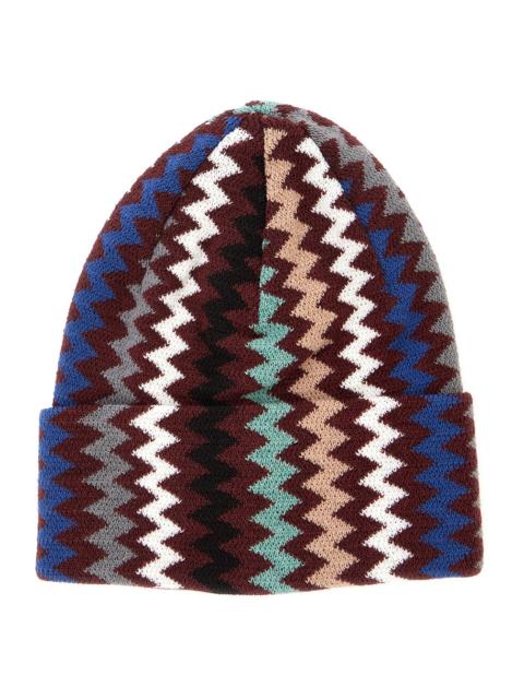Missoni Missoni Men Multicolor Beanie With Zig Zag Motif In Wool And Polyester For Women