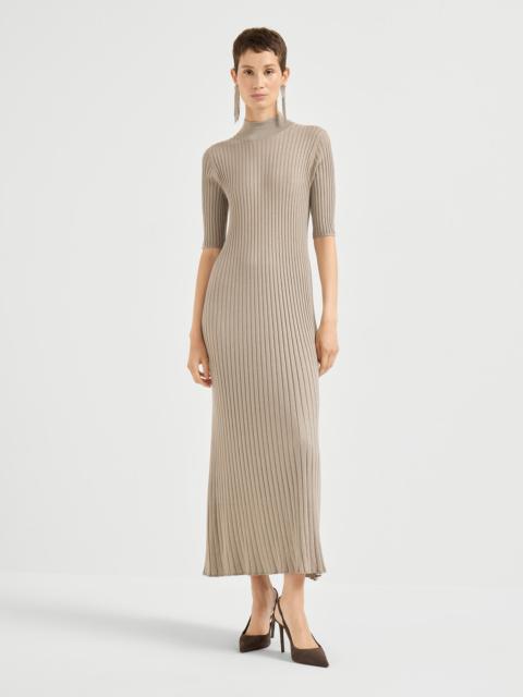 Brunello Cucinelli Sparkling cashmere and silk rib knit dress