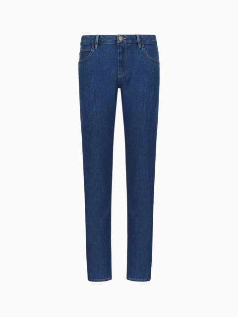 GIORGIO ARMANI Five-pocket, slim-fit, stretch cotton-denim trousers