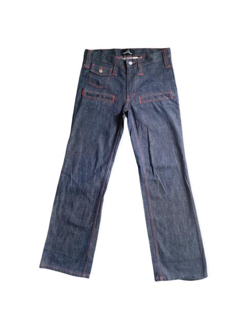 Comme Des Garçons Raw Denim Red Stitched Bootcut Jeans