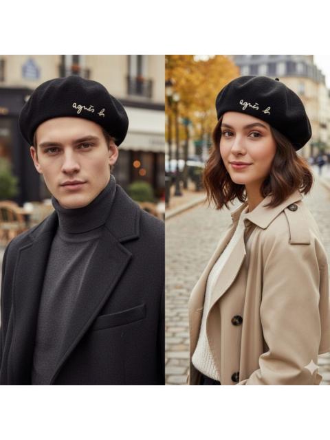 Other Designers agnes b. - Vintage Agnès b. Black Beret Corduroy Feel Unisex size 57cm