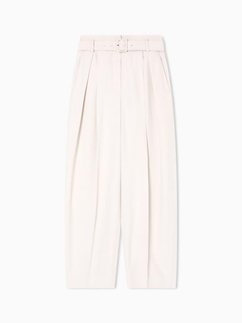 EMPORIO ARMANI ENVERS SATIN TROUSERS WITH PLEATS AND BELT