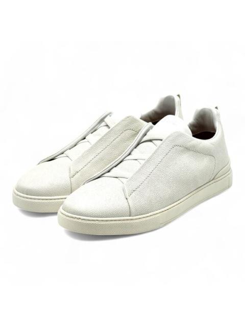 Zegna Triple Stitch Leather Sneakers in White US 12 UK 11 - $1150