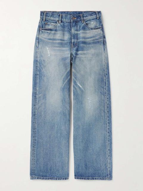 Wide-Leg Distressed Jeans