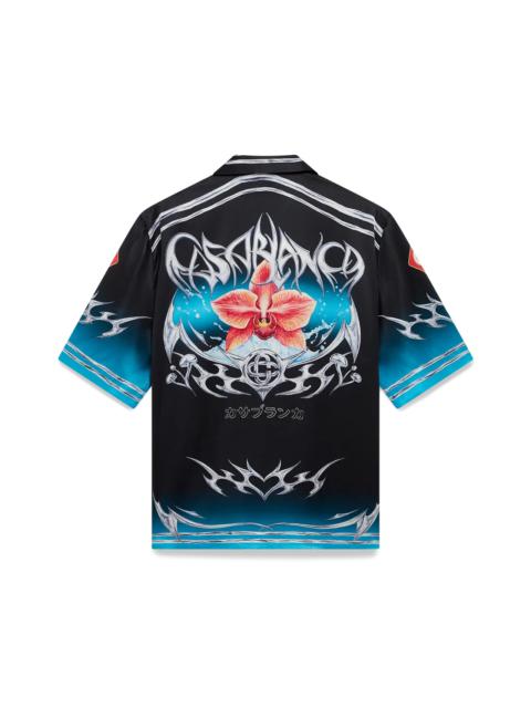 CASABLANCA Blades Short Sleeve Silk Satin Shirt | Casablanca Paris