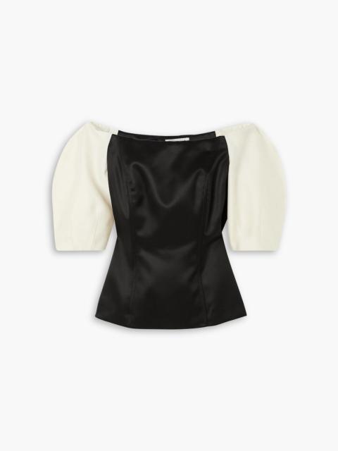 GABRIELA HEARST Ellen off-the-shoulder organic wool and silk-blend twill top