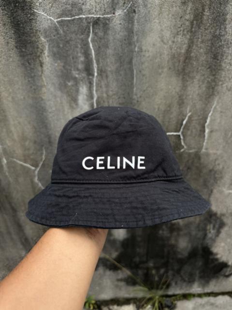 CELINE Celine Bucket Hat In Black Gabardine Cotton With Logo Print