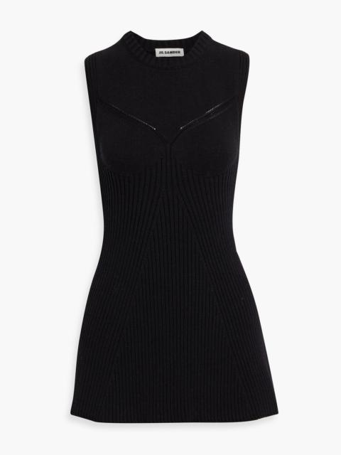 Jil Sander Ribbed-knit cotton-blend top