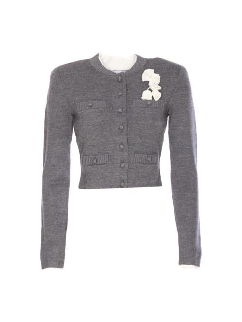 self-portrait Grey Crochet Flower Cardigan