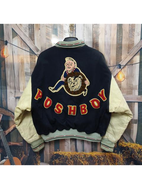 Other Designers Japanese Brand - Vintage THE POSH BOY Leather Sleeve Patched Varsity Jacket