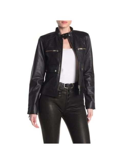 Joe's Jeans The Biker Black Leather Jacket Front Leather Jacket SZ L NWT