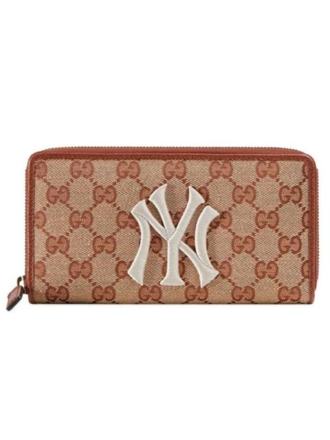 GUCCI GG Zip Around Wallet with New York Yankees Patch