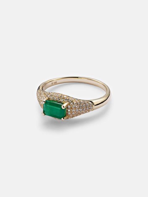 STONE AND STRAND 14kt gold ring with emerald and diamonds
