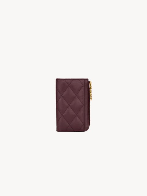 SAINT LAURENT CASSANDRE BIJOU ZIP CARD CASE IN GRAIN DE POUDRE LEATHER