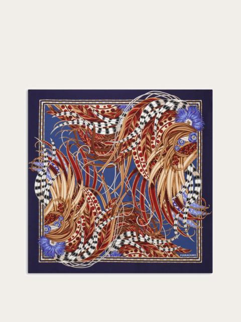 FERRAGAMO Rooster print silk scarf
