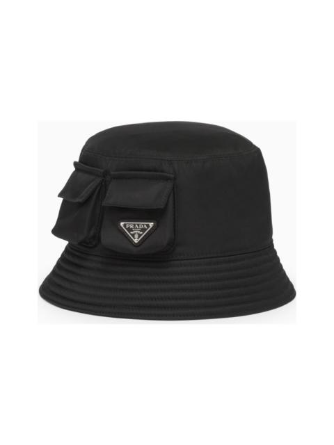 Prada Black Re-nylon Bucket Hat With Pockets