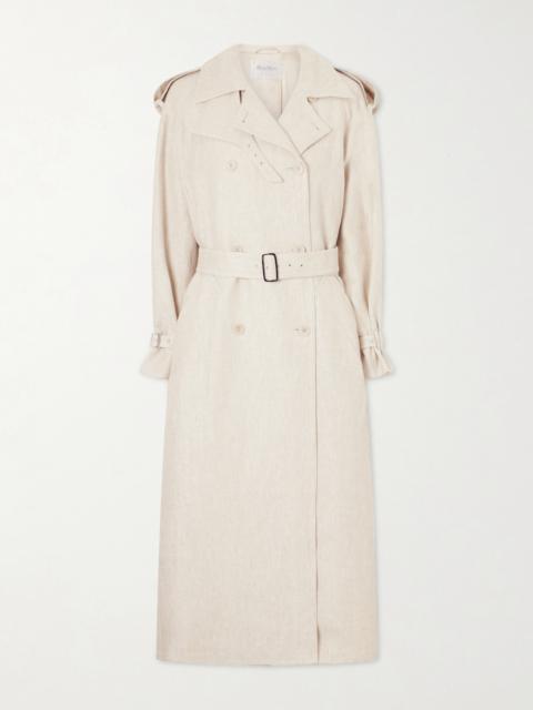 Max Mara Belted Linen-drill Trench Coat