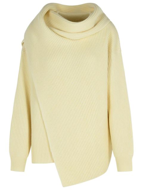 Jil Sander Jil Sander Ivory Wool Scarf Sweater