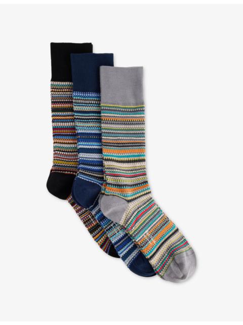 Paul Smith Signature-Stripe Pack-Of-Three Stretch Cotton-Blend Socks