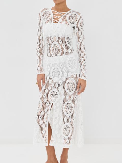 SIMKHAI Hawthorne Long Sleeve Lace Up Midi Dress