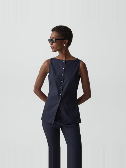 Theory Boatneck Cutaway Top in Good Linen