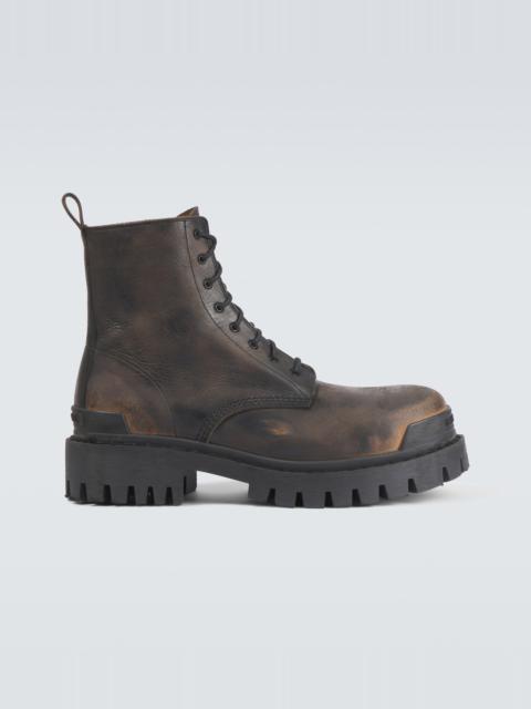 Strike leather boots