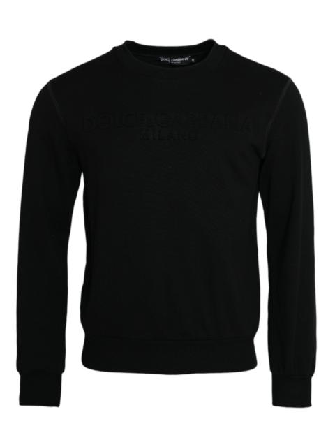 Dolce & Gabbana Black Cotton Long Sleeves Sweatshirt Sweater